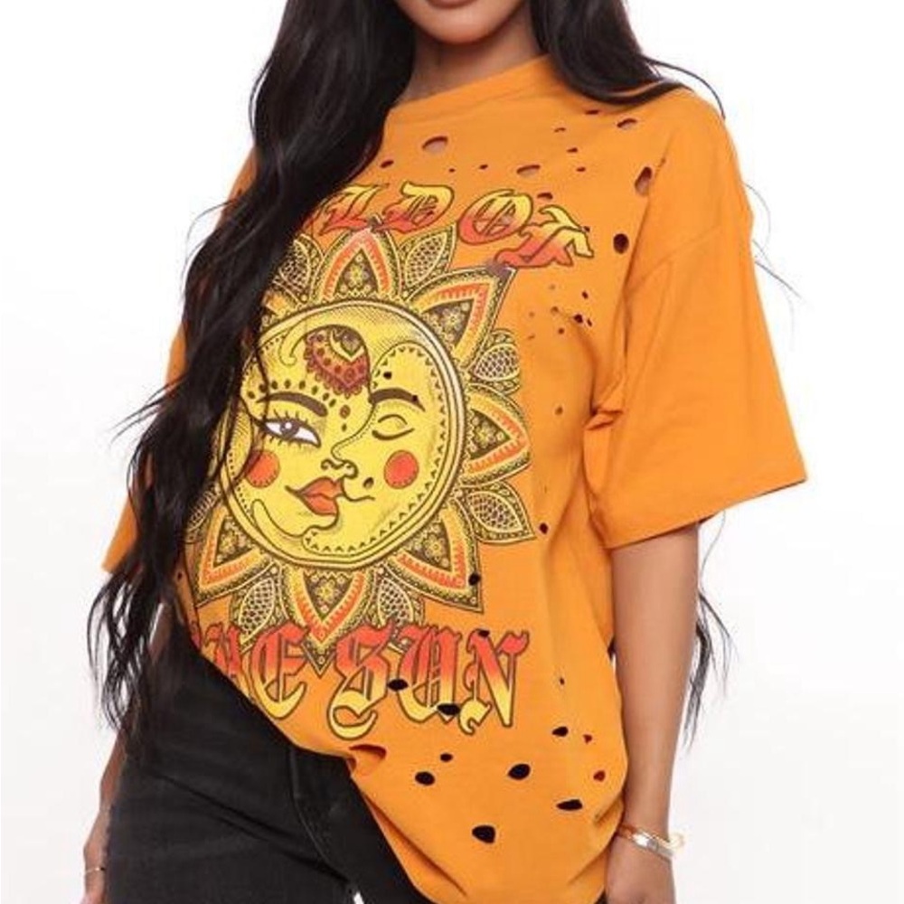 “Child of the Sun” Womens Orange Graphic Tee